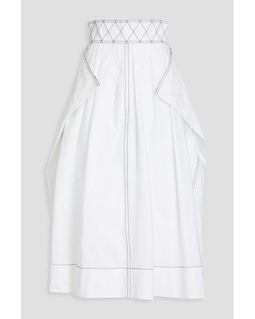 Tory Burch White Topstitched Cotton-poplin Maxi Skirt
