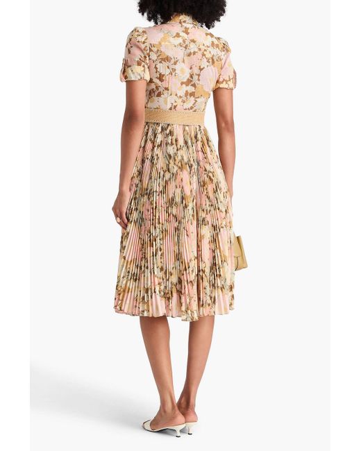 Zimmermann Natural Belted Floral-Print Woven Midi Shirt Dress