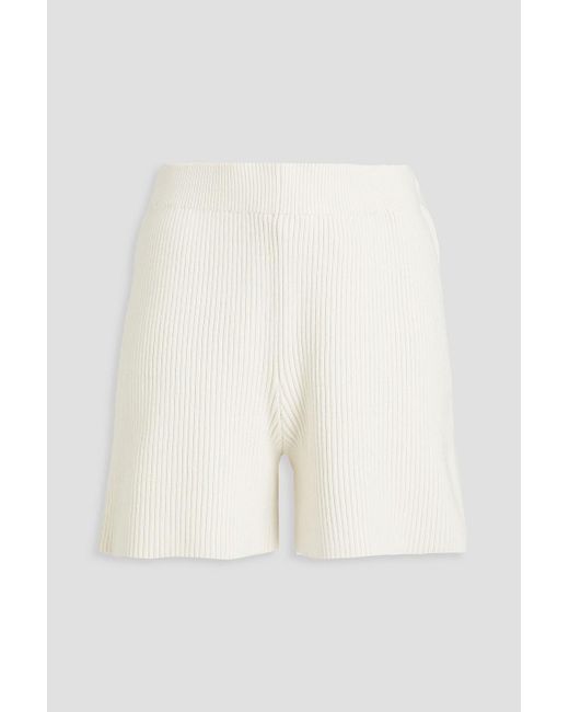 Joseph White Ribbed Silk-blend Shorts