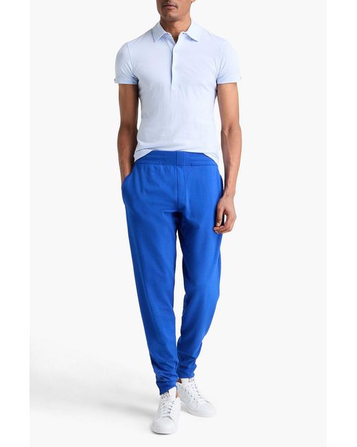 Orlebar Brown Blue Sebastian Cotton And Silk-Blend Jersey Polo Shirt for men