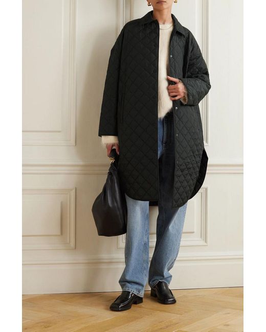 Totême  Black Oversized Quilted Shell Coat