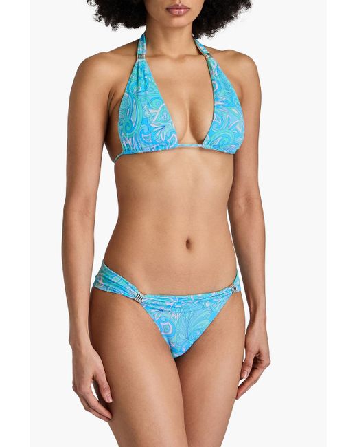 Melissa Odabash Blue Grenada Printed Triangle Bikini Top