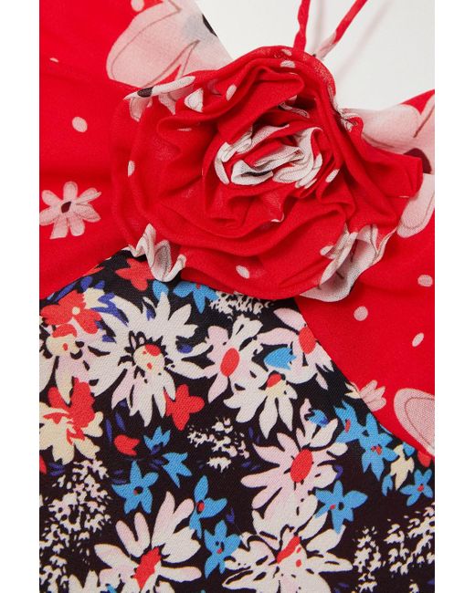 Rixo White Jeanie Floral-print Crepe Halterneck Midi Dress