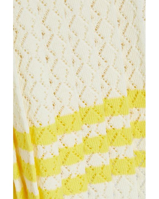 Adidas Yellow Pleated Striped Crochet-Knit Cotton Mini Skirt