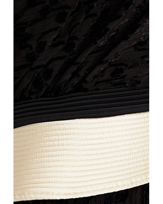 Tory Burch Black One-shoulder Fringed Devoré-velvet Midi Dress