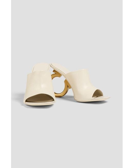 Ferragamo White Astro X5 Leather Mules