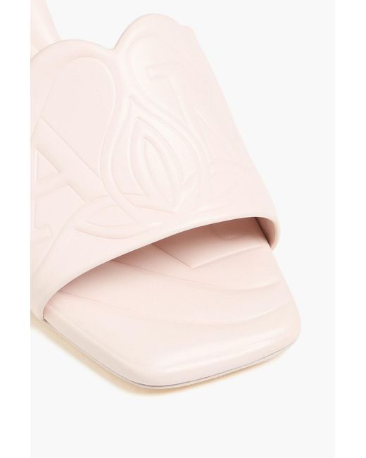 McQueen Pink Embossed Leather Mules