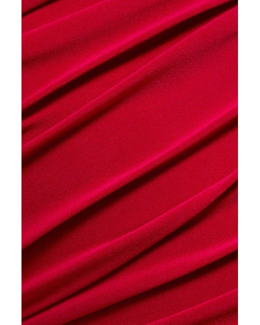 Norma Kamali Red Diana robe aus stretch-jersey mit raffungen und asymmetrischer schulterpartie