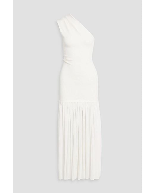 Proenza Schouler White Cora One-Shoulder Stretch-Knit And Pleated Crepon Maxi Dress