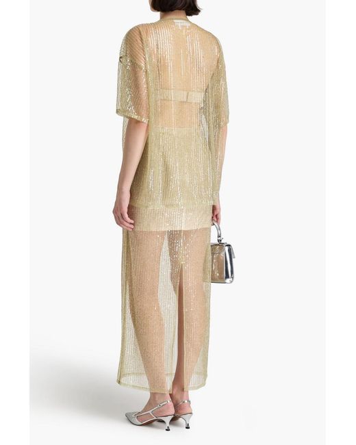 REMAIN Birger Christensen Natural Sequined Tulle Maxi Skirt