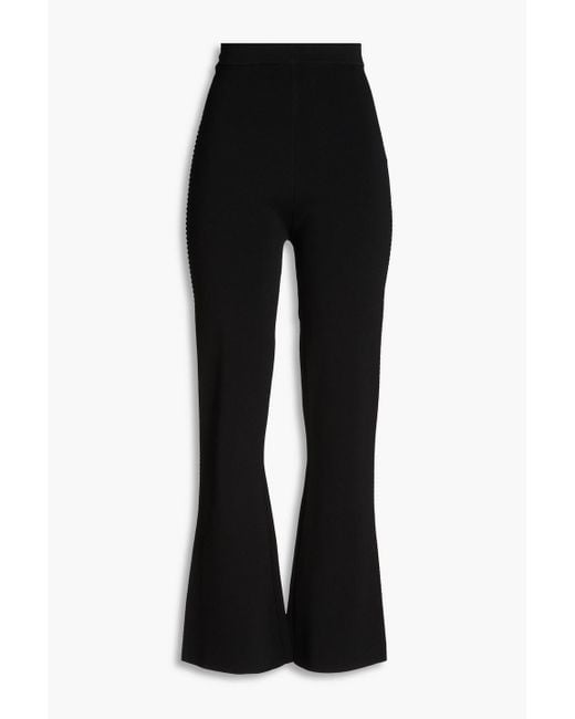Nanushka Black Striped Stretch-knit Kick-flare Pants