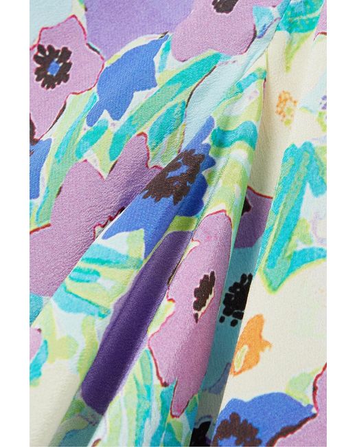Rixo Blue Dani Open-Back Floral-Print Silk Crepe De Chine Midi Dress