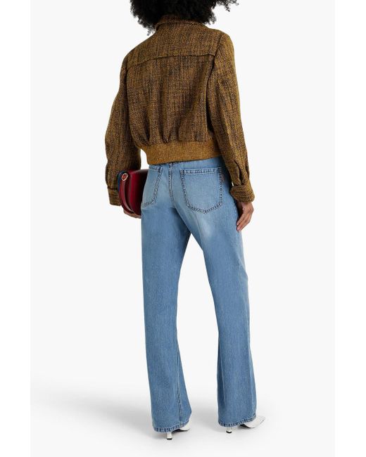 Victoria Beckham Brown Wool-blend Bouclé-tweed Jacket