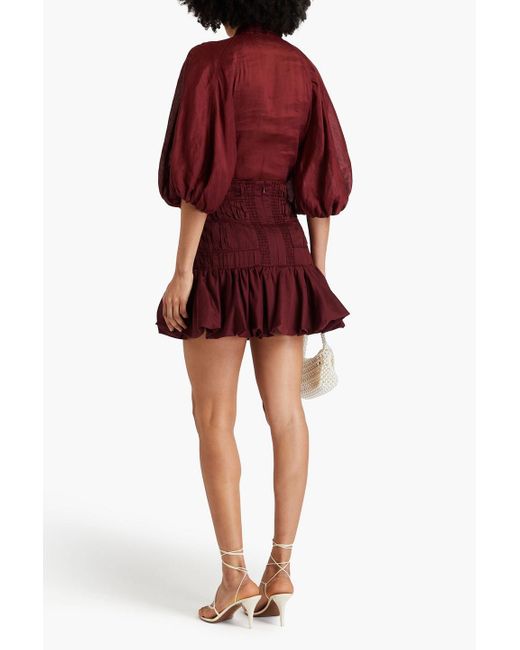 Aje. Red La Vie Plissé Cotton-poplin Mini Skirt