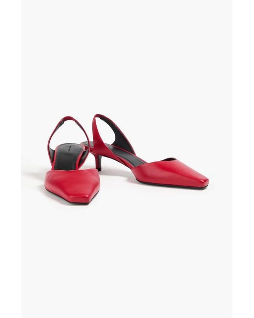 Loulou de Saison Red Akila Leather Slingback Pumps