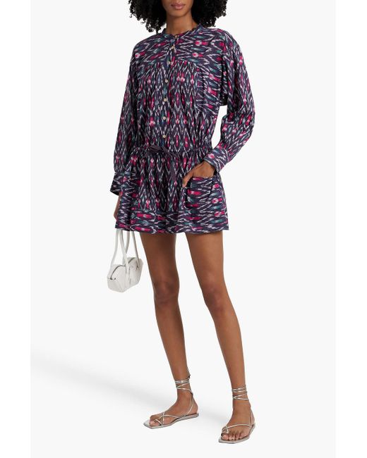 Isabel Marant Blue Lehana Printed Cotton-Voile Playsuit