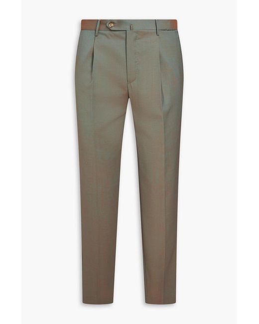 Slowear Green Pleated Wool Pants for men