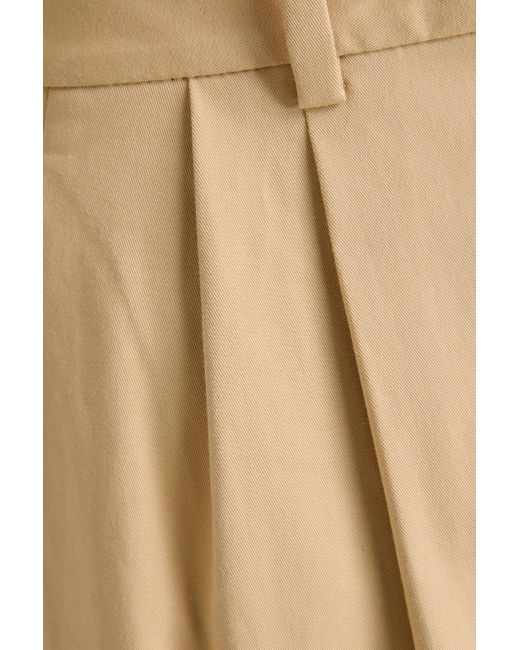 Theory Natural Pleated Stretch-Cotton Twill Shorts