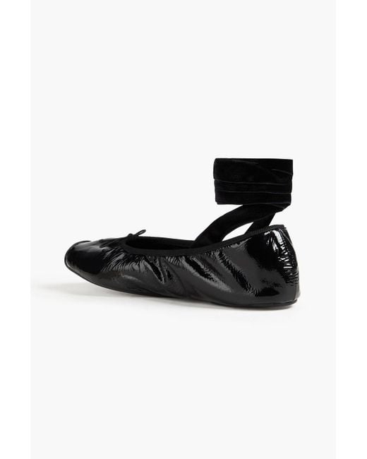 Tory Burch Black Ballerinas aus lackleder und samt