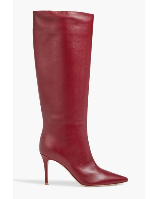 Gianvito Rossi Red Susan 85 Leather Knee Boots
