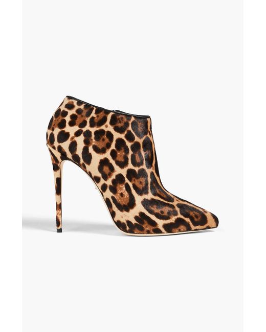 Dolce & Gabbana Brown Ankle boots aus kalbshaar mit leopardenprint