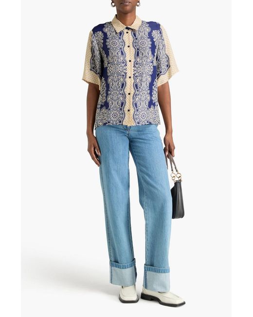 Claudie Pierlot Blue Printed Twill Shirt