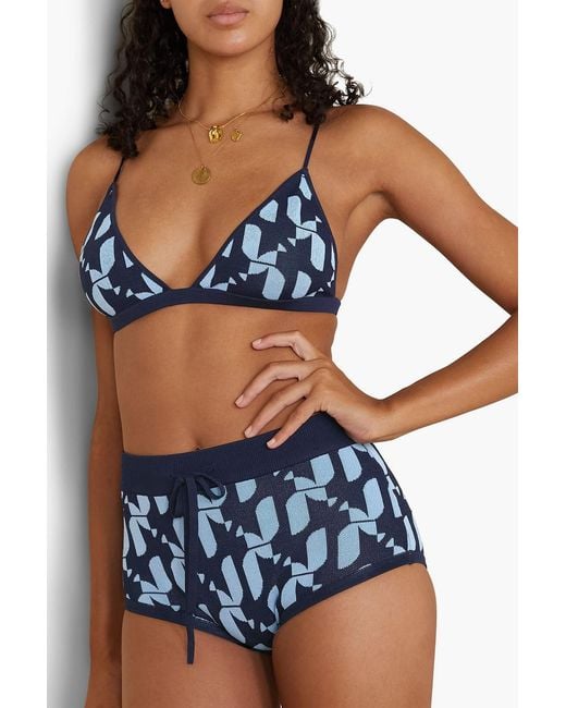 Dodo Bar Or Blue Jacquard-knit High-rise Briefs