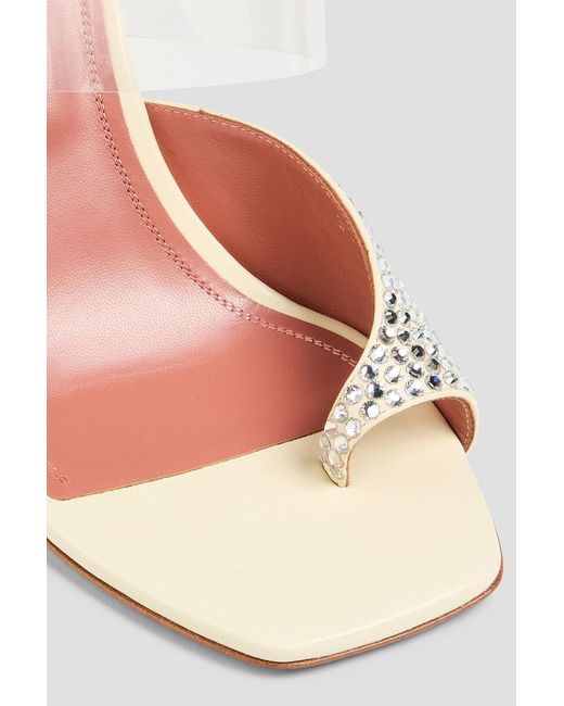 AMINA MUADDI Pink Paloma Crystal-embellished Satin And Pvc Mules