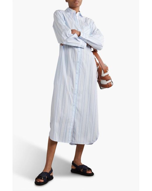 See By Chloé White Striped Cotton-poplin Midi Shirt Dress