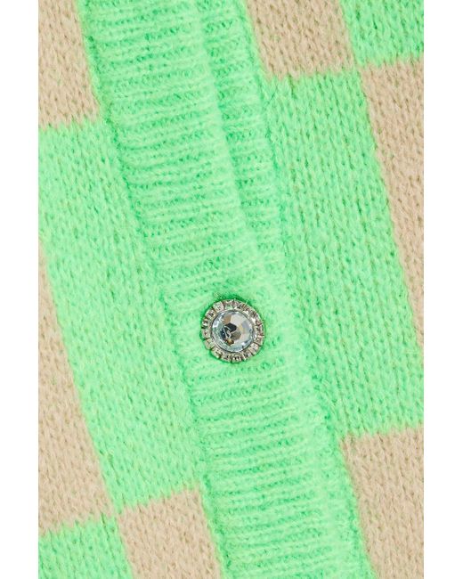 Stine Goya Green Amara Checked Jacquard-knit Cardigan