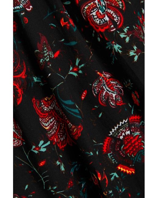 Diane von Furstenberg Black Barbe plissiertes mini-wickelkleid aus popeline aus einer baumwollmischung mit floralem print