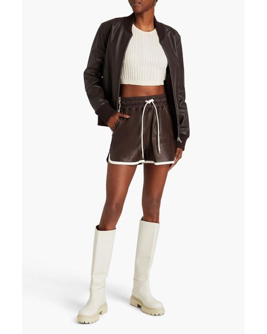 FRAME Brown Leather Shorts