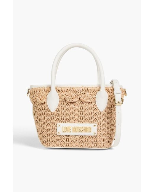 Love Moschino White Faux Raffia Tote