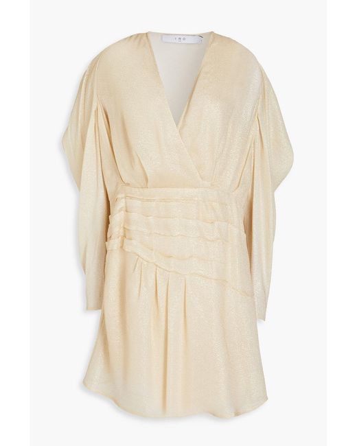 IRO Natural Lorelle Wrap-effect Pleated Lamé Mini Dress