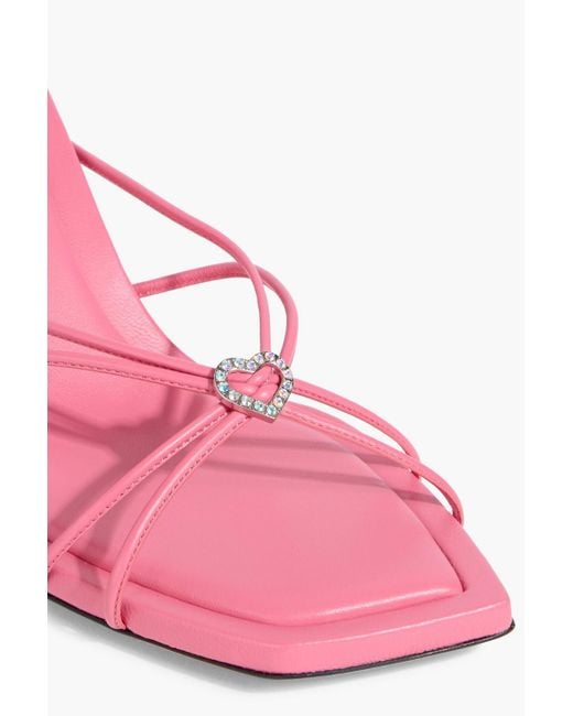 Jimmy Choo Pink Indiya 70 Crystal-Embellished Leather Mules