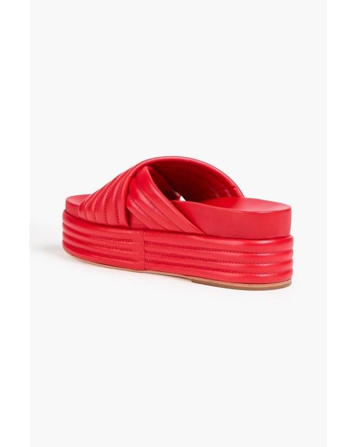 Farm Rio Red Quilted Leather Platform Sandals
