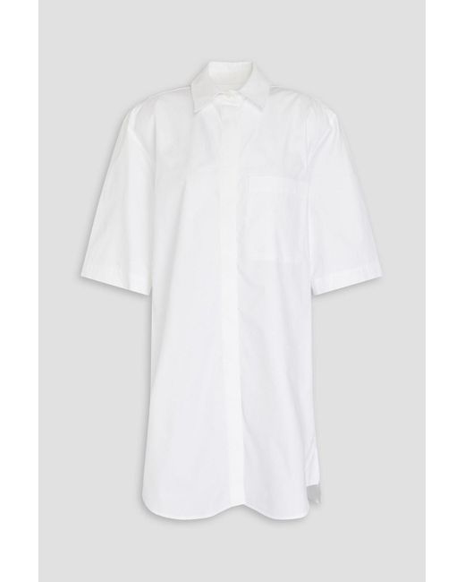 Loulou Studio White Evora Cotton Mini Shirt Dress