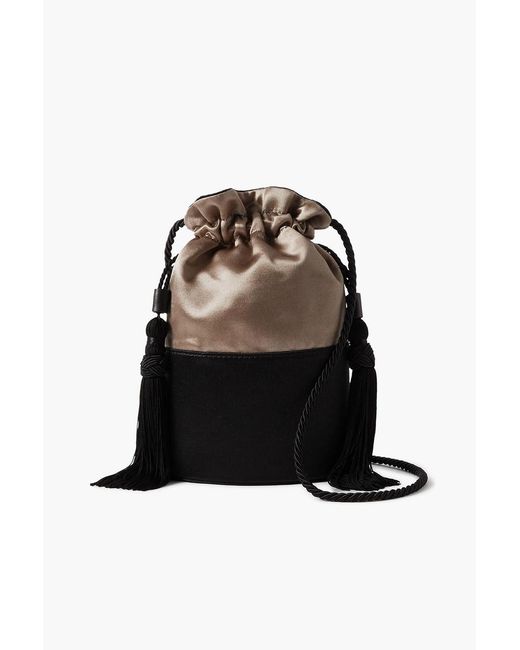 Hunting Season Black Lola Two-tone Satin Bucket Bag