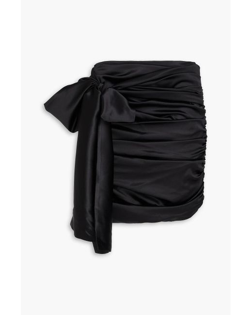 Dolce & Gabbana Black Tie-Detailed Draped Silk-Blend Satin Mini Skirt