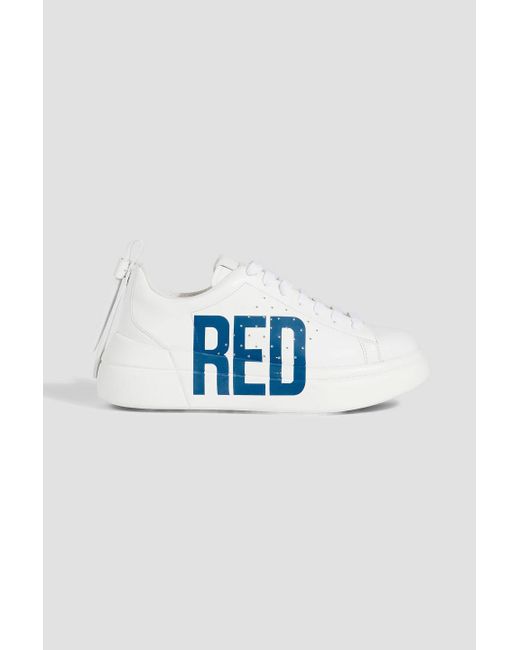 Red(v) Blue Bowalk Logo-print Leather exaggerated-sole Sneakers