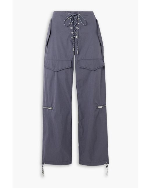 Dion Lee Blue Hose mit weitem bein aus twill aus einer biobaumwollmischung mit schnürung