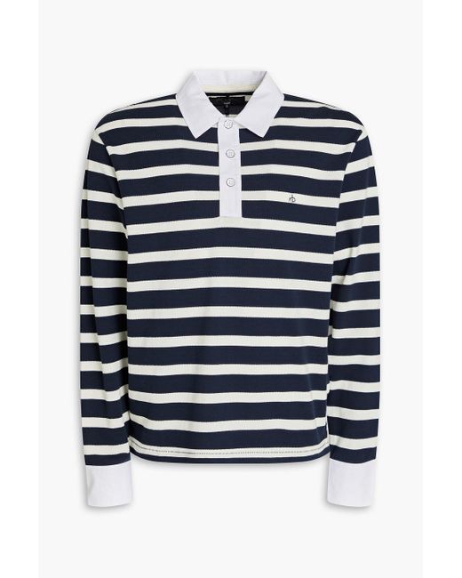 Rag & Bone Blue Striped Cotton-blend Piqué Polo Shirt for men