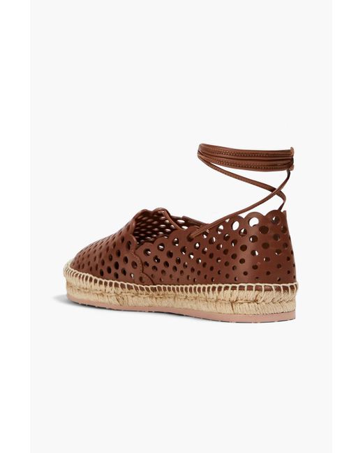 Gianvito Rossi Brown Perforated Leather Espadrilles