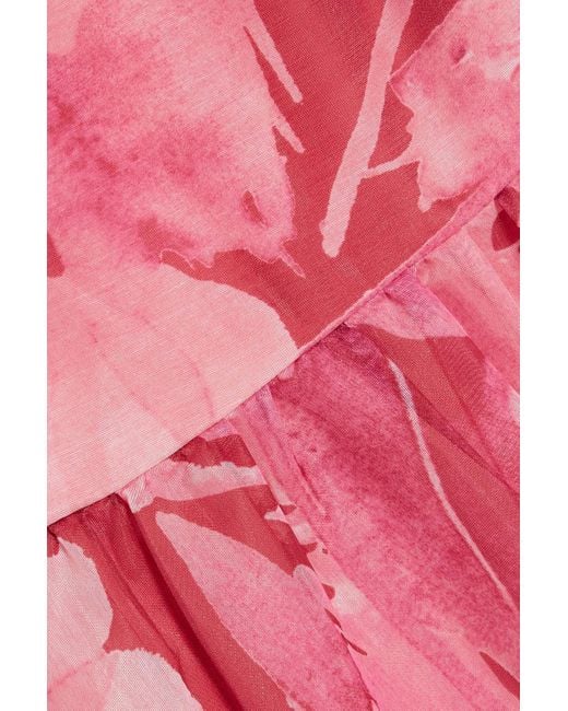 Mikael Aghal Pink Maxikleid aus chiffon mit floralem print