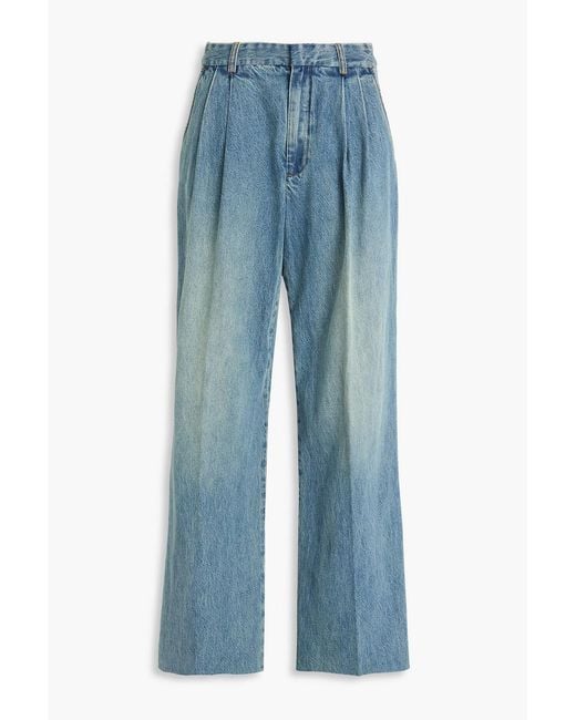 Zimmermann Blue Pleated High-Rise Wide-Leg Jeans