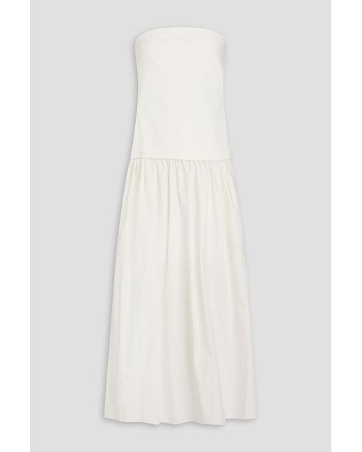 Rag & Bone White Irina Strapless Ponte And Poplin Midi Dress