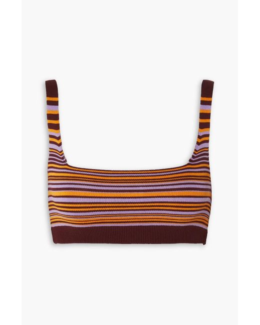 Nagnata White Lucid Striped Stretch Cotton Sports Bra