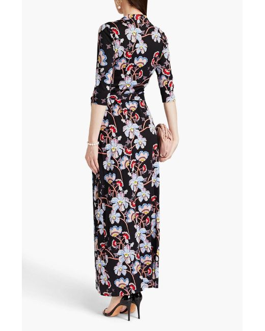 Diane von Furstenberg White Abigail Floral-print Silk-jersey Maxi Wrap Dress