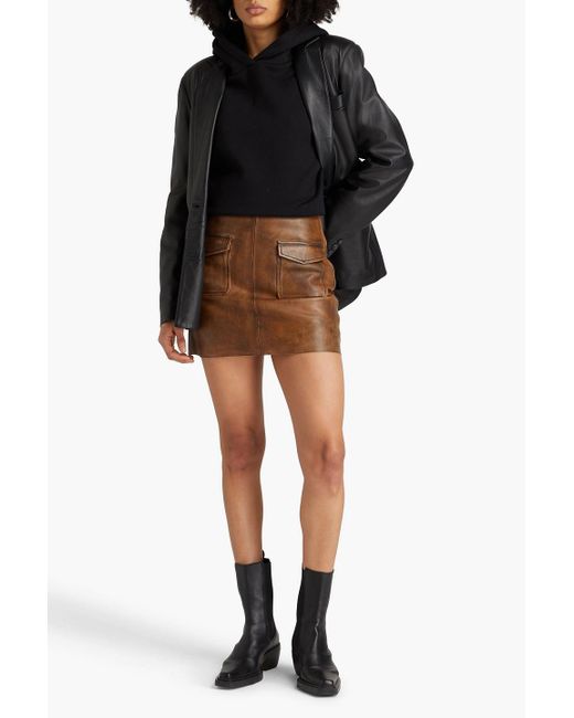 Sandro Brown Leather Mini Skirt