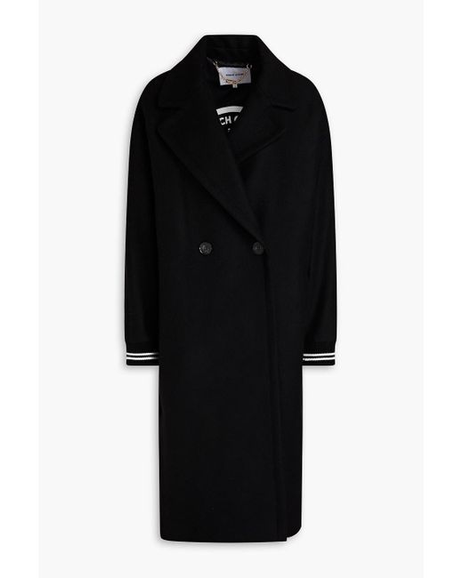 Each x Other Black Double-breasted Embroidered Wool-blend Felt Coat